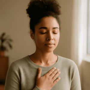 Peaceful woman healing from gaslighting