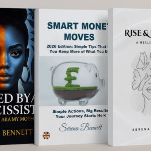 Rebuild & Rise Bundle: Three self-help books by Serena Bennett displayed together, including titles on healing, money management, and emotional recovery