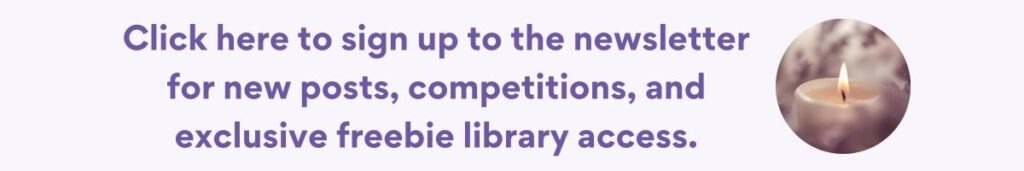 Newsletter signup banner with candle icon.