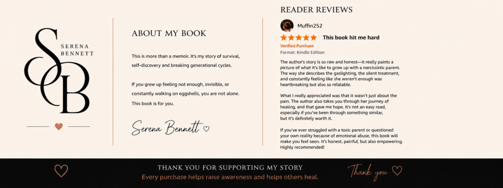 About My Book and reader reviews for Raised By A Narcissist: That Woman aka My Mother by Serena Bennett
